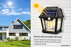 Set 8 Bucăți Lampă Solară de Perete Exterior cu Senzor de Mișcare și Senzor Crepuscular, 3 Moduri Iluminare Powersale