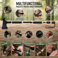 Accesoriu Multifunctional 6 in 1 pentru Camping si Excursii, cu Busola si Fluier, 43.5 cm BoomSale