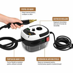 Aparat Portabil de Curățat cu Abur 2500W – 6 Trepte, 105°C PromotiiZilnice