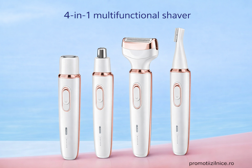 Aparat de ras electric pentru femei 4-în-1, reîncărcabil USB – rasori, trimmer și perie de curățare PromotiiZilnice