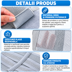 Centură Lombară Ajustabilă, Suport pentru Spate, Compresie Dublă, Material Respirabil, Fixare Velcro, Unisex, Gri PromotiiZilnice