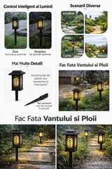 Set 6 Bucăți – Lampă Solară Decorativă pentru Grădină, Model Frunze, IP44, ABS Negru Powersale