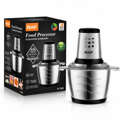 Set 2x Tocator Electric RAF R.7031, 1000W, Bol Inox 3L, 2 Viteze, 4 Lame din Otel Inoxidabil – Tocare Rapida Carne, Legume, Fructe Powersale