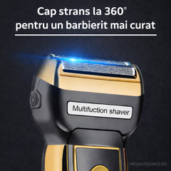 Aparat de Tuns 3-în-1 Multishaver – Trimmer Tuns, Barbierit & Îndepărtare Păr Nas/Urechi – Lame Oțel Inoxidabil PromotiiZilnice