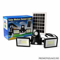Proiector Solar LED Dublu 200W cu Senzor de Miscare, Telecomanda si Protectie IP67 – Iluminare Exterior Curte si Gradina PromotiiZilnice