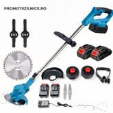 Motocoasă Electrică 3-în-1 PRO 48V cu 2 Baterii Li-Ion și Roți | Trimmer pentru Iarbă, Gard Viu și Crengi Groase PromotiiZilnice
