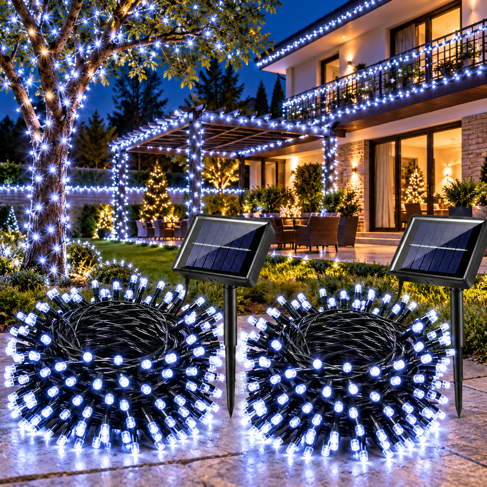 Set 2 Instalații Solare LED, 10 m, 100 LED-uri/Bucată Powersale