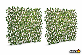 Set 2 bucati Gard Extensibil cu Frunze Artificiale, 100x160 cm, Paravan Verde pentru Balcon si Gradina Powersale