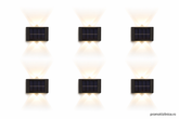 Set 6 x Lampă de Perete Solară Exterior cu 4 LED-uri, Senzor Mișcare & Rezistentă la Apă PromotiiZilnice