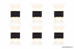 Set 6 x Lampă de Perete Solară Exterior cu 4 LED-uri, Senzor Mișcare & Rezistentă la Apă PromotiiZilnice