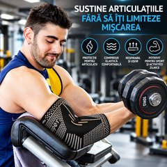 Set 2 Cotiere Compresive cu Inserție de Cupru, Suport Elastic pentru Cot, Sport și Activități Zilnice, Negru PromotiiZilnice