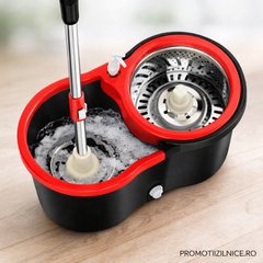 Set Mop Rotativ cu Găleată 360°, Mâner Inox + 5 Rezerve Cadou PromotiiZilnice