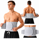 Centură Lombară Ajustabilă, Suport pentru Spate, Compresie Dublă, Material Respirabil, Fixare Velcro, Unisex, Gri BunSiPractic