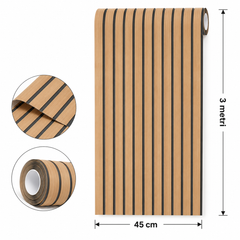 Set 3 Bucăți Tapet Autoadeziv Decorativ 3D Aspect Lamele Lemn, 45 cm x 3 m PromotiiZilnice