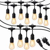 Ghirlandă LED 20 Metri cu 40 Becuri Filament E27, Impermeabilă IP65, Lumina Caldă, Exterior Terasă Grădină Powersale