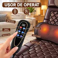 Saltea de Masaj Corporal 5 în 1, cu Încălzire, Shiatsu, Vibrații, Tracțiune cu Aer, 20 Noduri Cervicale, 24 Noduri pentru Picioare, Pliabilă PromotiiZilnice