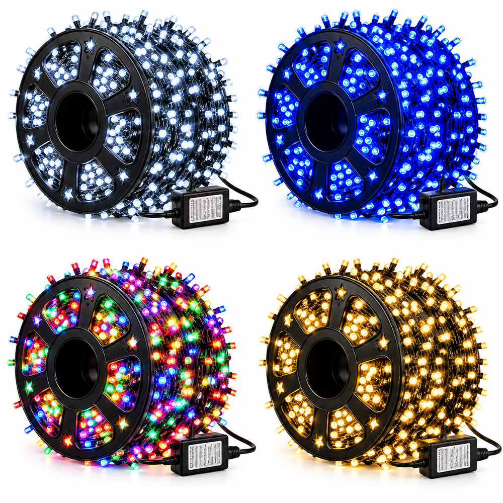 Set 2 Instalații LED 100 m, 8 Jocuri de Lumini Powersale