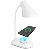 Lampă de birou LED cu încărcare wireless albă – iluminare practică pentru birou și noptieră Powersale