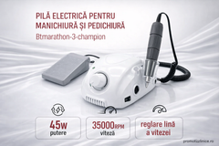 Freza Unghii Profesională Marathon 3 Champion 35000 RPM 45W cu Pedală – Aparat Manichiură și Pedichiură Profesional PromotiiZilnice