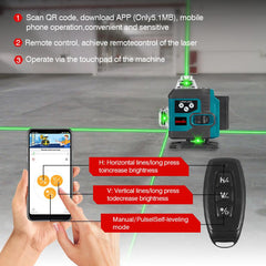 Nivela laser 4D, 16 linii, cu telecomanda, cu 1 baterie, albastru/negru - PromotiiZilnice
