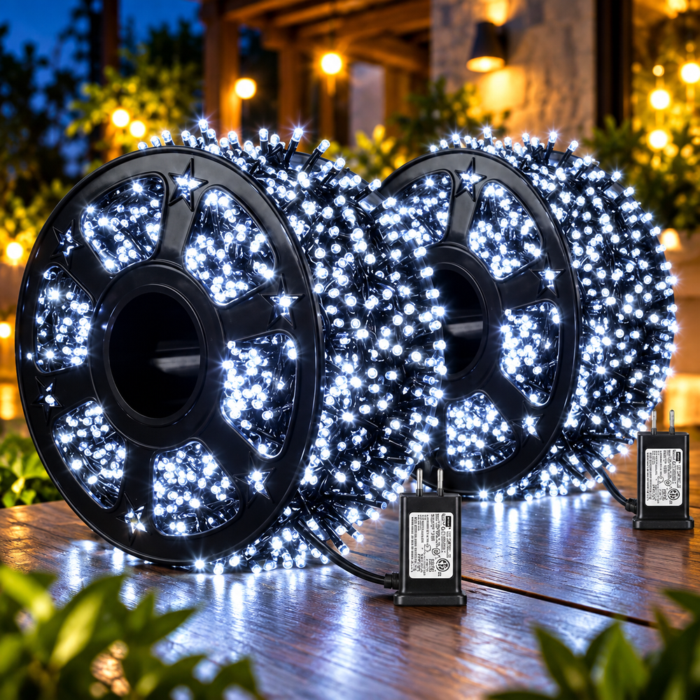 Set 2 Instalații LED 100 m, 8 Jocuri de Lumini Powersale