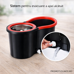 Set Mop Rotativ cu Găleată 360°, Mâner Inox + 5 Rezerve Cadou PromotiiZilnice