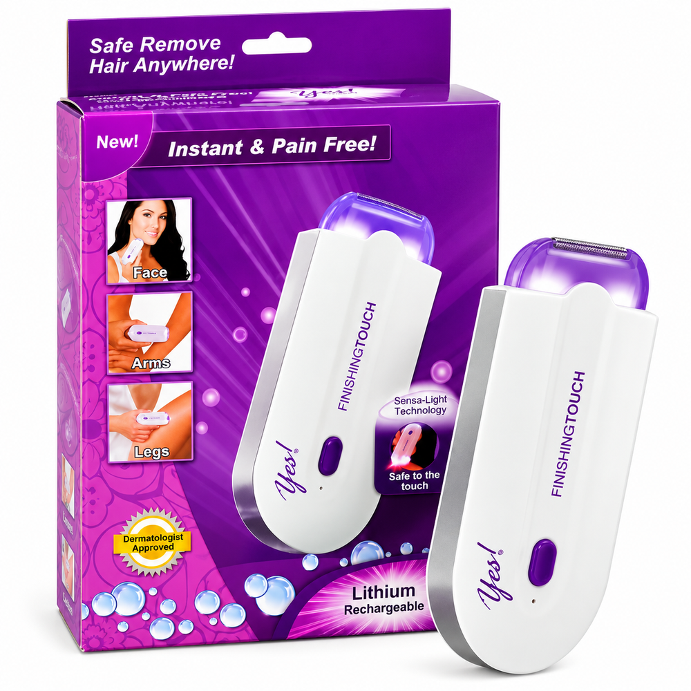 Epilator Electric Reîncărcabil Finishing Touch Yes, Tehnologie Sensa-Light, Lumină pentru Precizie, Alb-Mov PromotiiZilnice