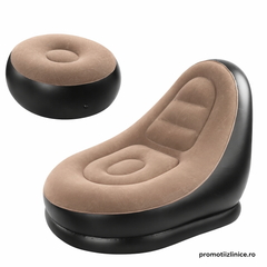 Fotoliu Gonflabil Premium cu Suport pentru Picioare, Înveliș Catifelat, Design Ergonomic PromotiiZilnice