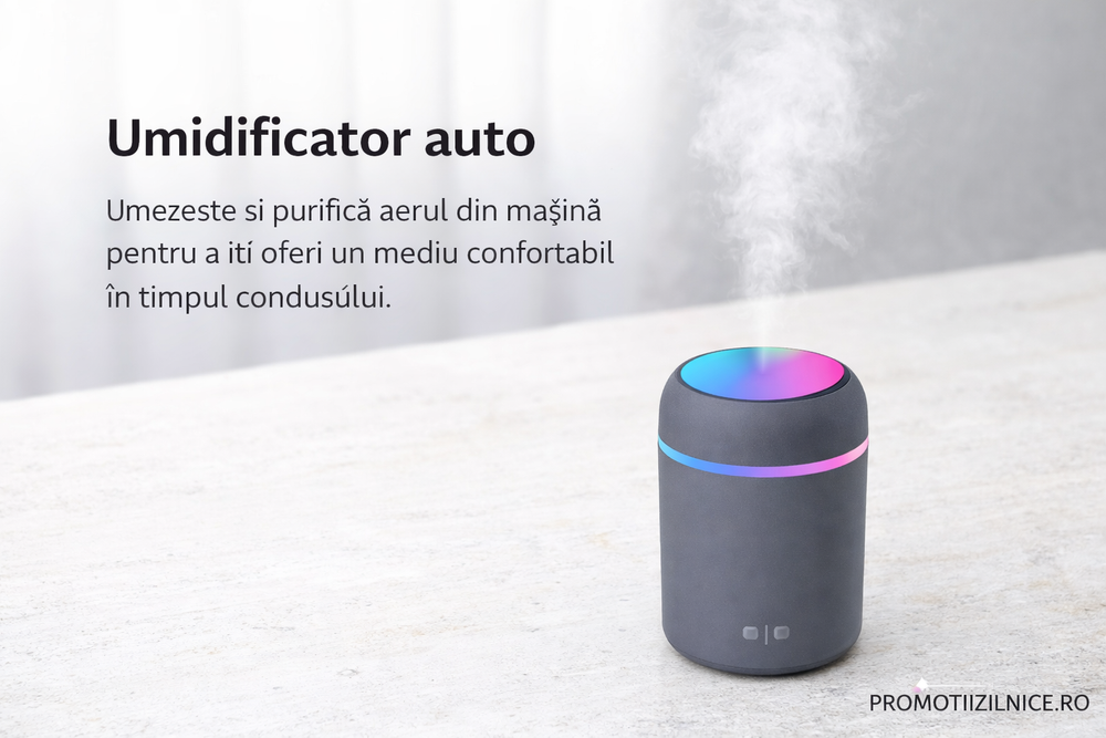 Set 2 Difuzor Aromaterapie cu LED RGB Silentios pentru Casa, Birou si Masina + CADOU 12 Sticlute Aroma PromotiiZilnice
