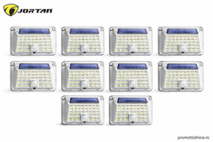 Set 10 Lampi Solare JORTAN LED 90 SMD cu Senzor de Miscare, IP65, Iluminat Exterior Curte Gradina Terasa, Panou Solar, Lumina Alba Rece PromotiiZilnice