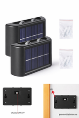 Set 6 x Lampă de Perete Solară Exterior cu 4 LED-uri, Senzor Mișcare & Rezistentă la Apă PromotiiZilnice