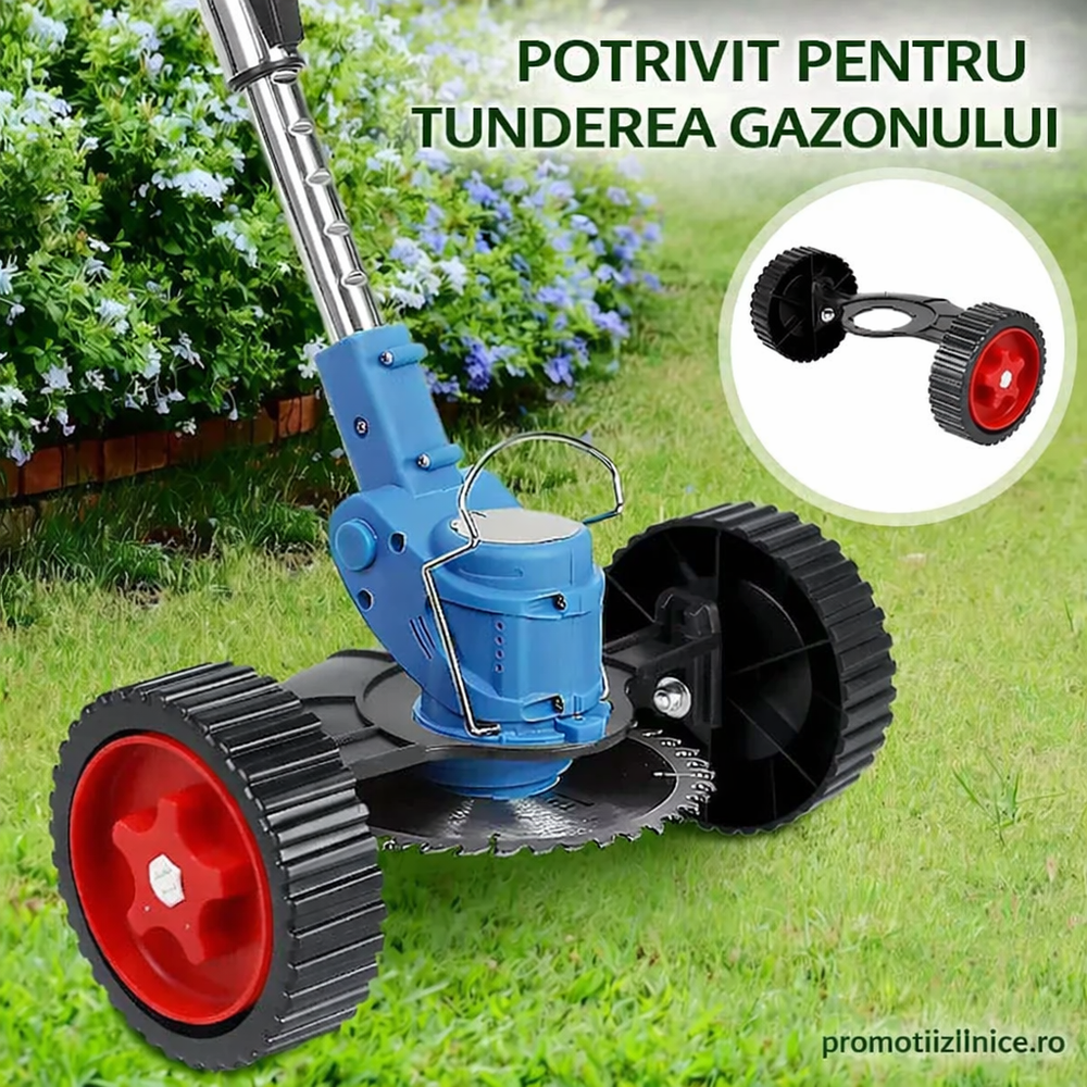 Motocoasă Electrică 3-în-1 PRO 48V cu 2 Baterii Li-Ion și Roți | Trimmer pentru Iarbă, Gard Viu și Crengi Groase PromotiiZilnice