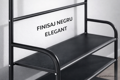 Cuier Metalic Multifuncțional cu Pantofar și 4 Rafturi Spațioase – Organizator pentru Hol, Living sau Dormitor, Design Modern Negru, Structură Rezistentă PromotiiZilnice