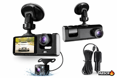 Camera auto DVR 3 canale, fata + interior + spate, Full HD 1080P, unghi larg 170°, ecran 2 inch, vedere nocturna, G-sensor, inregistrare in bucla PromotiiZilnice
