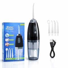 Irigator Oral Portabil cu Incarcare USB si 4 Capete, Negru PromotiiZilnice