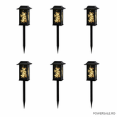 Set 6 Bucăți – Lampă Solară Decorativă pentru Grădină, Model Frunze, IP44, ABS Negru Powersale