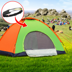 Cort Camping 3-4 Persoane 200x200x135 cm Impermeabil + Lanterna de Cap Cadou – Montare Rapida, Material Rezistent PromotiiZilnice