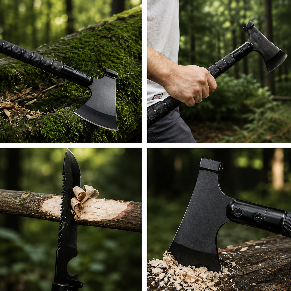 Accesoriu Multifunctional 6 in 1 pentru Camping si Excursii, cu Busola si Fluier, 43.5 cm BoomSale