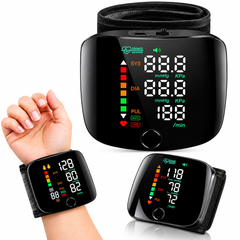 Tensiometru Digital de Încheietură, Ecran LED Mare, Măsurare Automată, Detectare Puls Neregulat, Memorie, Anunț Vocal, USB-C, Negru PromotiiZilnice