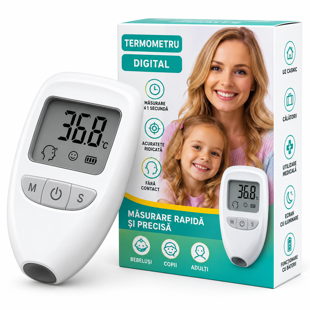 Glucometru Digital pentru Măsurarea Glicemiei, Afișaj LCD, Memorie Rezultate, Compact și Ușor de Utilizat BunSiPractic