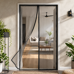 Set 2 Perdele Anti-Insecte pentru Ușă 210 x 100 cm, Închidere Automată , Montaj Rapid, Plasă Fină împotriva Insectelor, Negru PromotiiZilnice