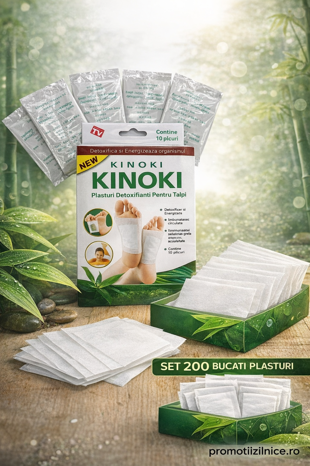 Set 200 Bucăți Plasturi pentru Tălpi Kinoki – Îngrijire și Relaxare Zilnică PromotiiZilnice