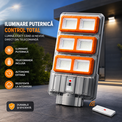 Lampa Solara Stradala PREMIUM LED 3000W, COB LED, IP66, Telecomanda si Senzor de Miscare Powersale