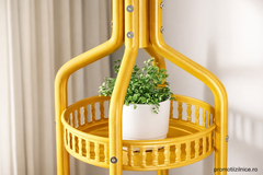 Cuier de podea metalic auriu 34 x 189 cm – cârlige multiple și 2 rafturi de depozitare pentru hol, dormitor sau birou PromotiiZilnice