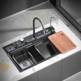 Chiuveta Bucătărie Multifuncțională cu LED – Inox Premium, Gri Închis, 75x45 cm – Puterea Tehnologiei și Designului în Bucătăria Ta PromotiiZilnice