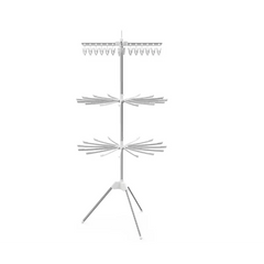 Uscator de rufe vertical, cu 3 niveluri rotative, 1 nivel cu clesti, pliabil, uscor de depozitat, din metal si plastic, alb/argintiu PromotiiZilnice