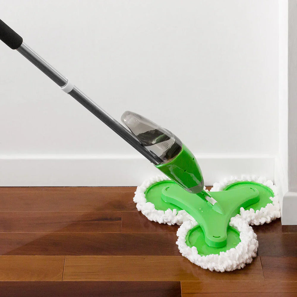 Mop triplu cu rezervor pulverizator, 3 capete rotative cu diametru 20 cm, 3 lavete microfibra, rezervor 600 ml - PromotiiZilnice