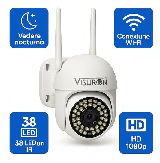 Set 2 Camere Supraveghere Wi-Fi Visuron  – Viziune Nocturnă, 38 LED IR, Full HD 1080p