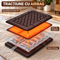 Saltea de Masaj Corporal 5 în 1, cu Încălzire, Shiatsu, Vibrații, Tracțiune cu Aer, 20 Noduri Cervicale, 24 Noduri pentru Picioare, Pliabilă PromotiiZilnice