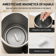 Cană Automată cu Amestecare Magnetică, Inox, Afișaj Temperatură, USB Type-C PromotiiZilnice